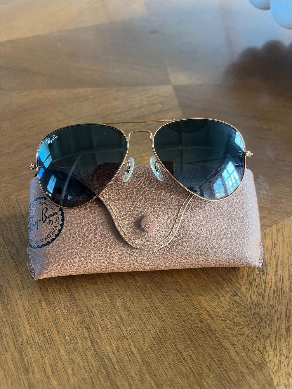 Ray Ban Aviator Sunglasses rose gold copper